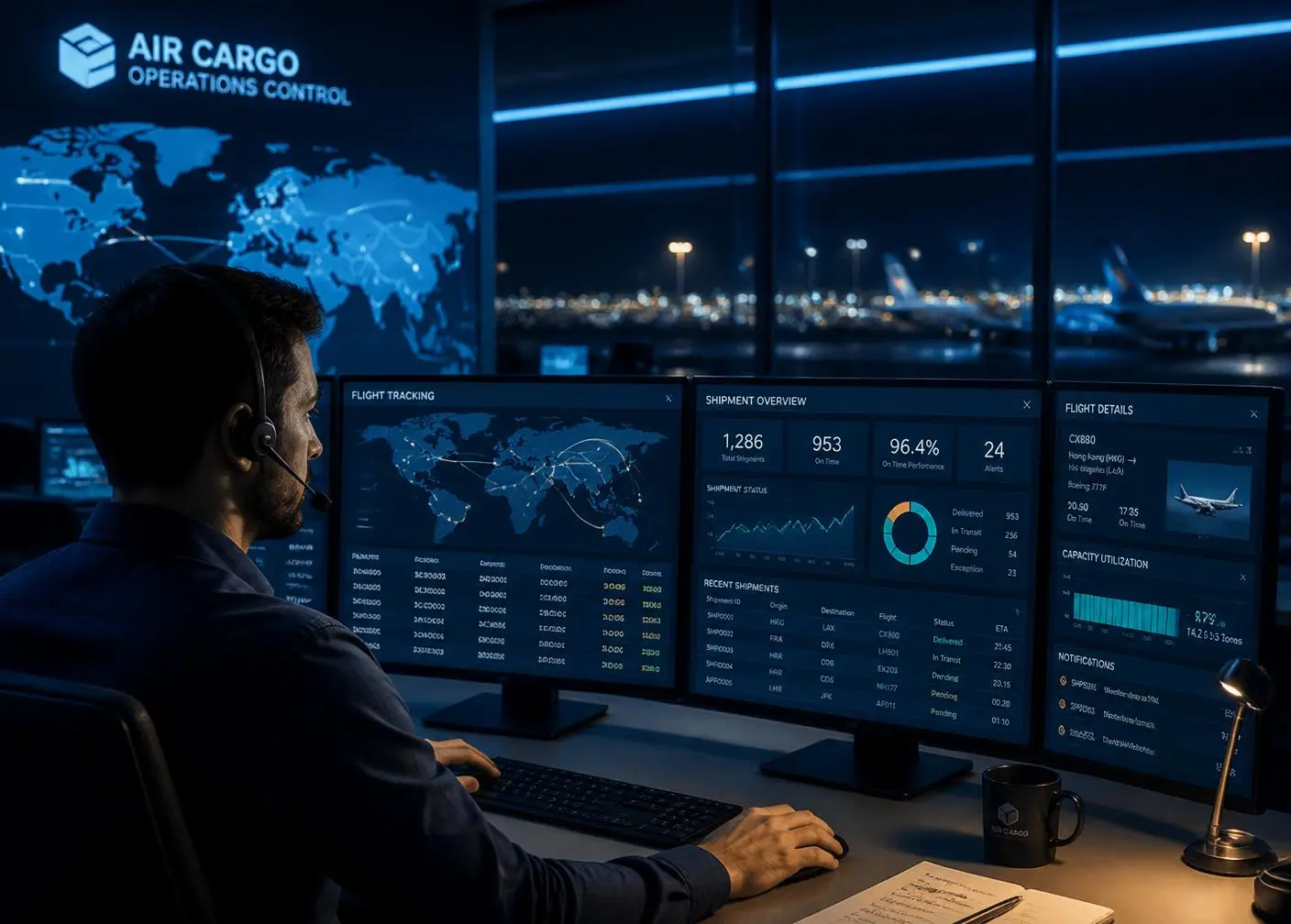 Centro de controlo de operações de carga aérea da Valshon Service